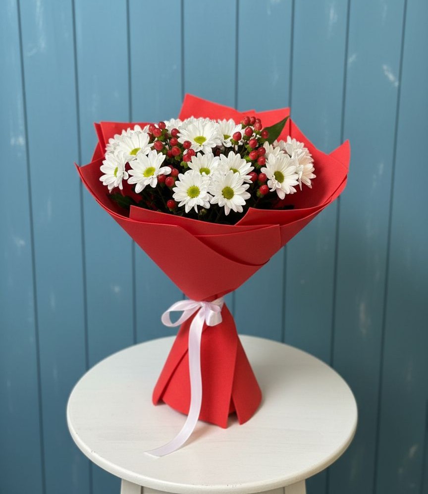 Букет ягоды на снегу в Вятских Полянах Букет цветов из: Хризантемы в Вятских Полянах