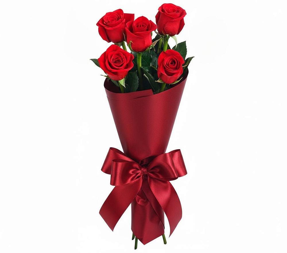 5 Красных роз Эдлесс Лав в Вятских Полянах Букет 5 Красных роз Эдлесс Лав в Вятских Полянах