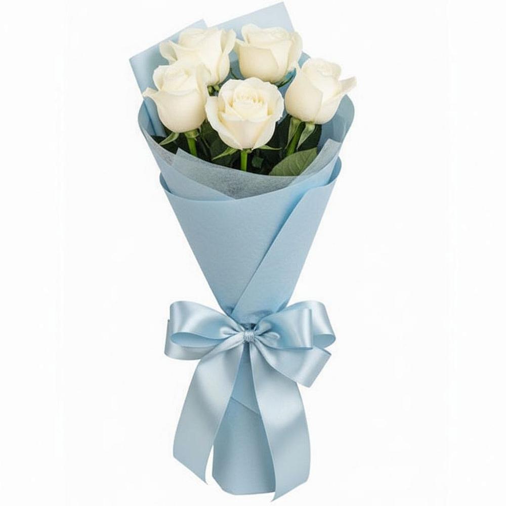 5 Белых роз Проуд в Вятских Полянах Букет 5 Белых роз Проуд в Вятских Полянах