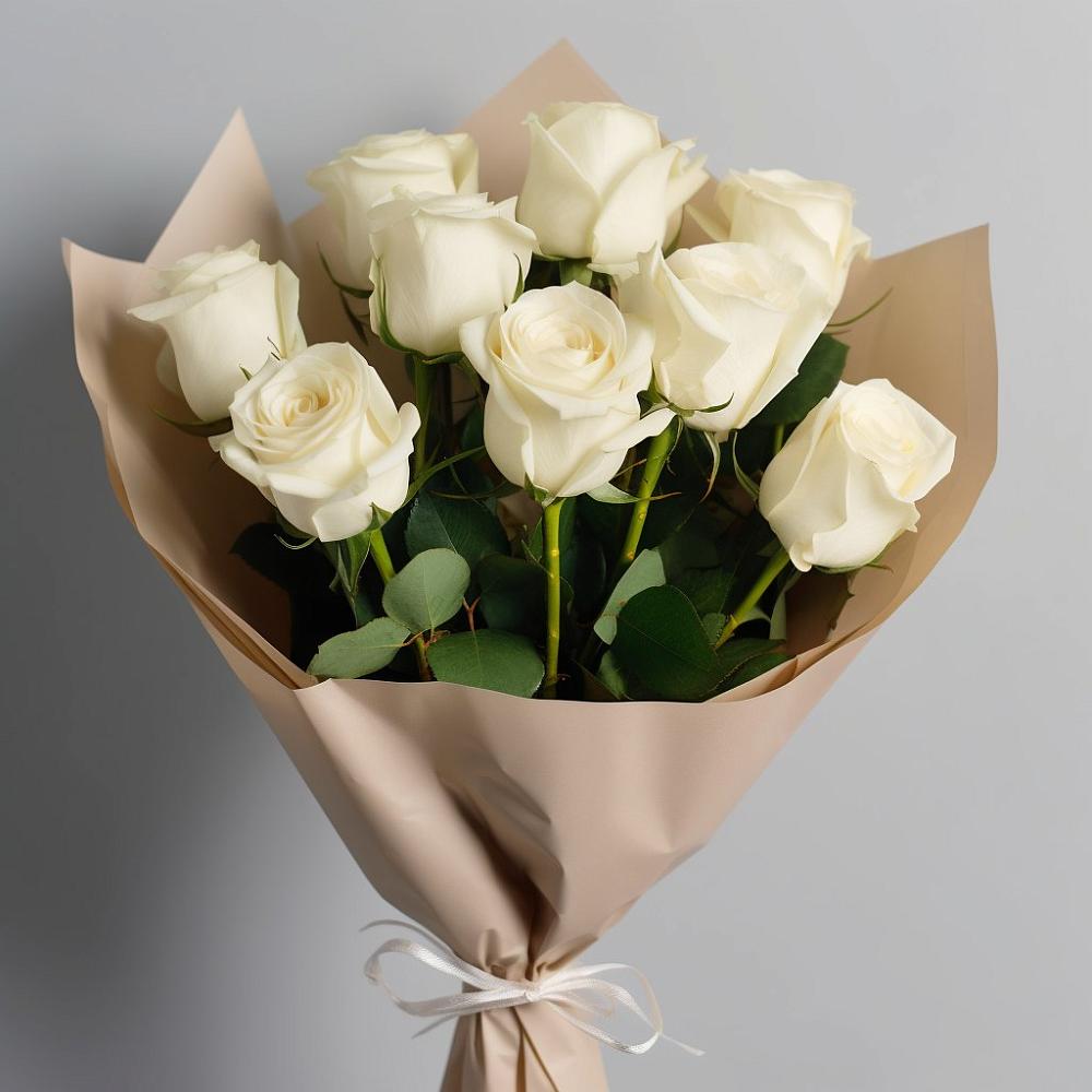 9 Белых роз Эдлесс Лав в Вятских Полянах Букет 9 Белых роз Эдлесс Лав в Вятских Полянах