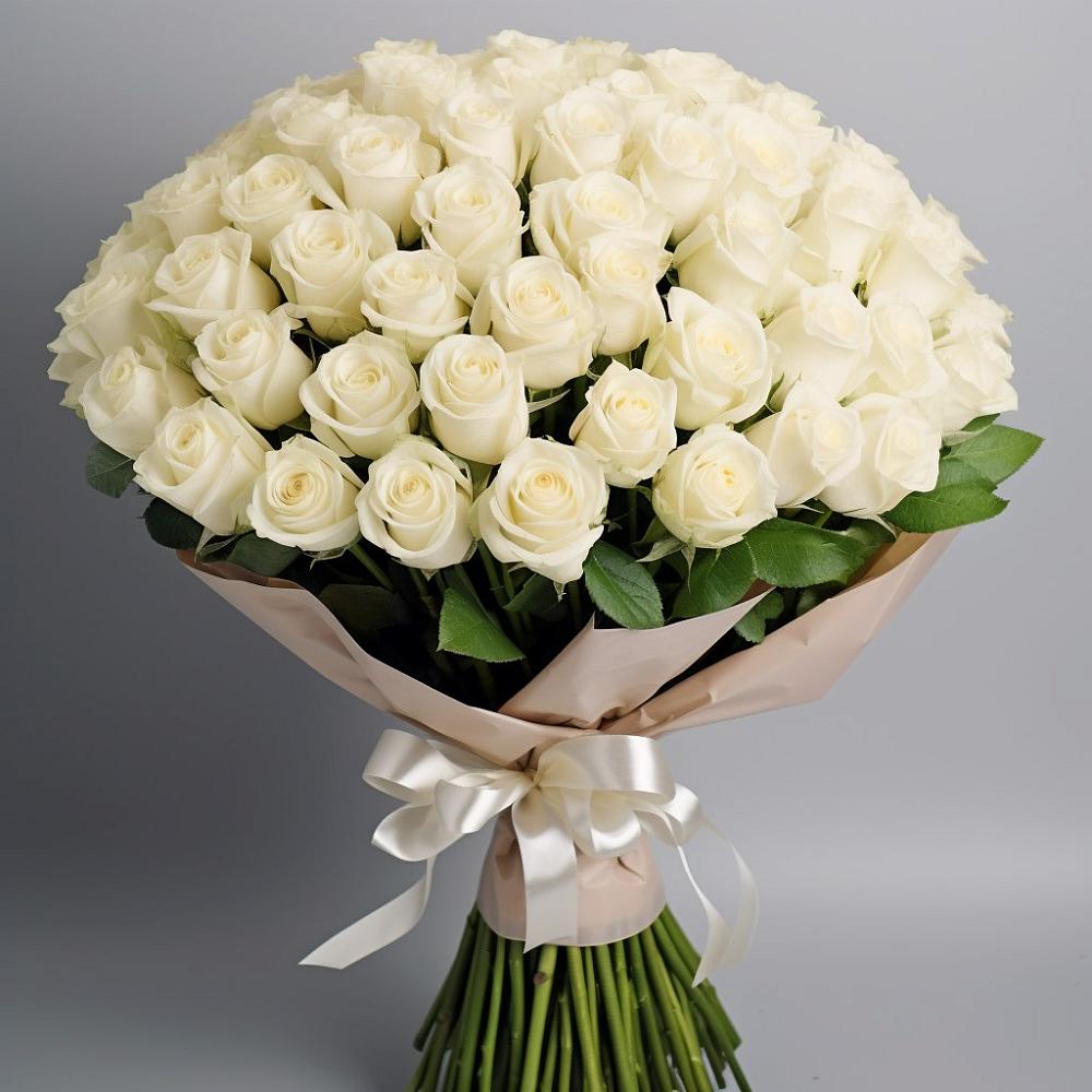 101 беля роза Белоснежка в Вятских Полянах Букет 101 беля роза Белоснежка в Вятских Полянах