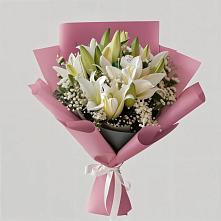 Букет Лилии в розовом в Вятских Полянах Букет цветов из:  Лилии в Вятских Полянах