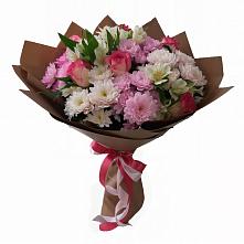 Букет Розовое очарование #REPLACE_PRED# Вятских Полянах Букет цветов из:  Хризантемы, Альстромерии и Розы #REPLACE_PRED# Вятских Полянах