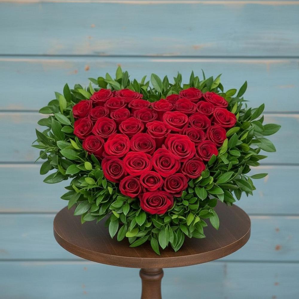 Композиция Сердце в любви в Вятских Полянах Цветочная композиция из Розы в виде сердца в Вятских Полянах