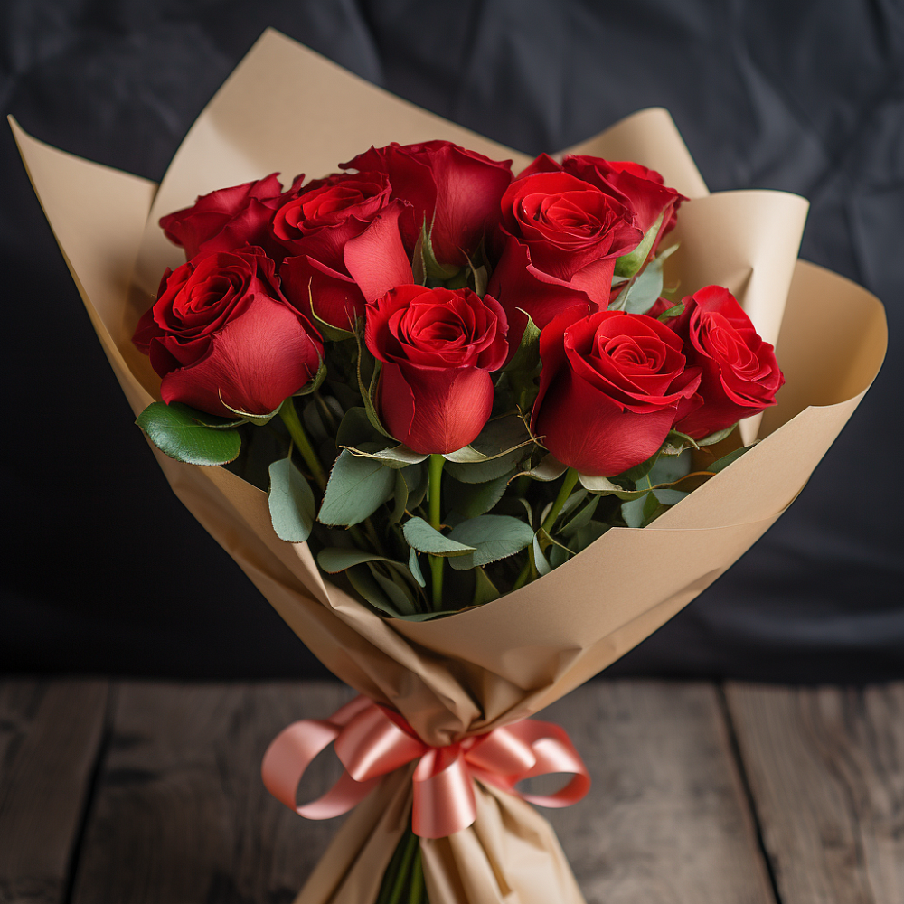 9 Красных роз в Вятских Полянах Букет 9 Красных роз в Вятских Полянах